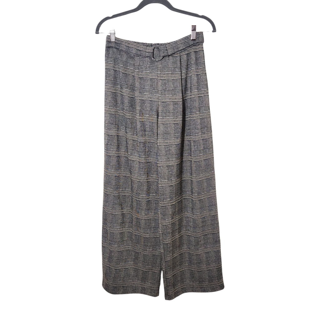 June & Hudson Black and White Plaid Wide-Leg Pants Size Small